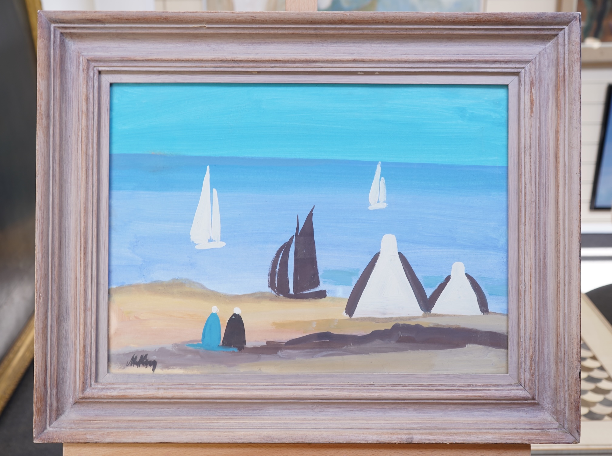 Markey Robinson, Irish (1918-1999), Figures watching boats from the shore
